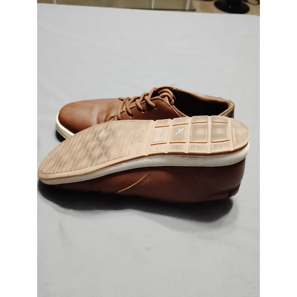 Bass Shoes Men 10 Brown Peeble Leather Lace Up Classic Old Money Dress Shoes EUC